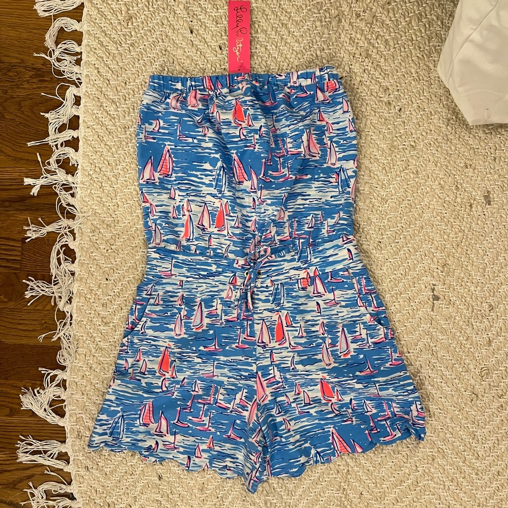 Lilly Pulitzer Jace Romper - boatylicous pattern - strapless romper - scalloped